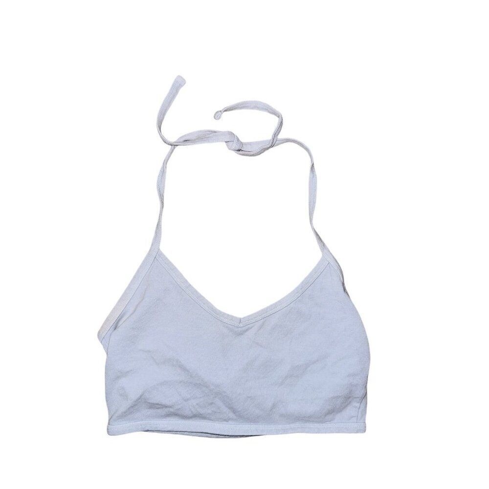 FB12 Brandy MELVILLE Crop Top Light Blue OS Womens Rave Party